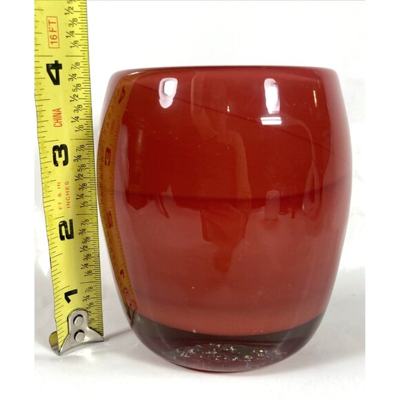 Glass.ful Votive Candle Holder Cherry Red Handblown Cased Glass Canadian - Picture 6 of 8